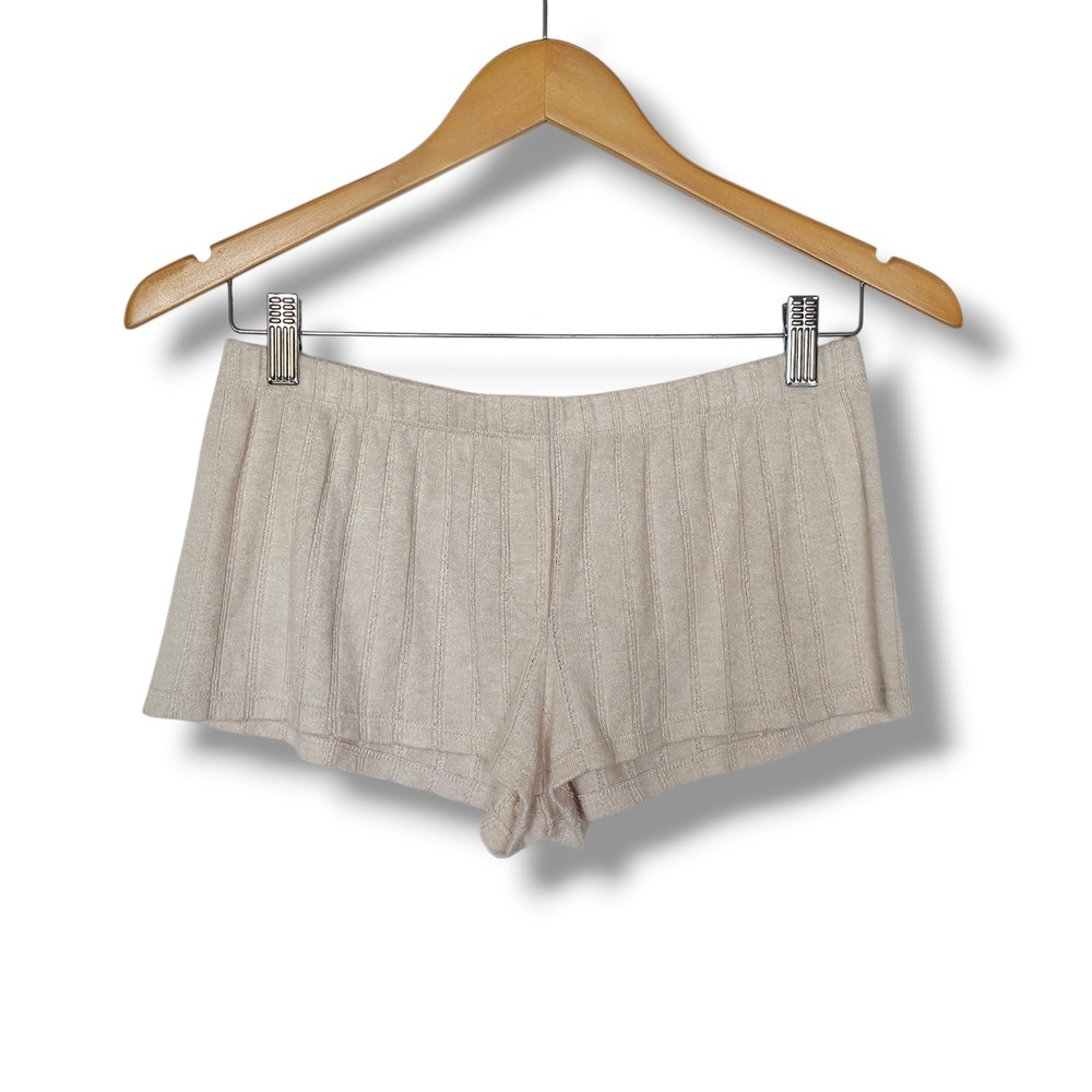 Bella Venice Shorts S Beige Cashmere Ribbed Knit Lounge Sleepwear Quiet Luxury